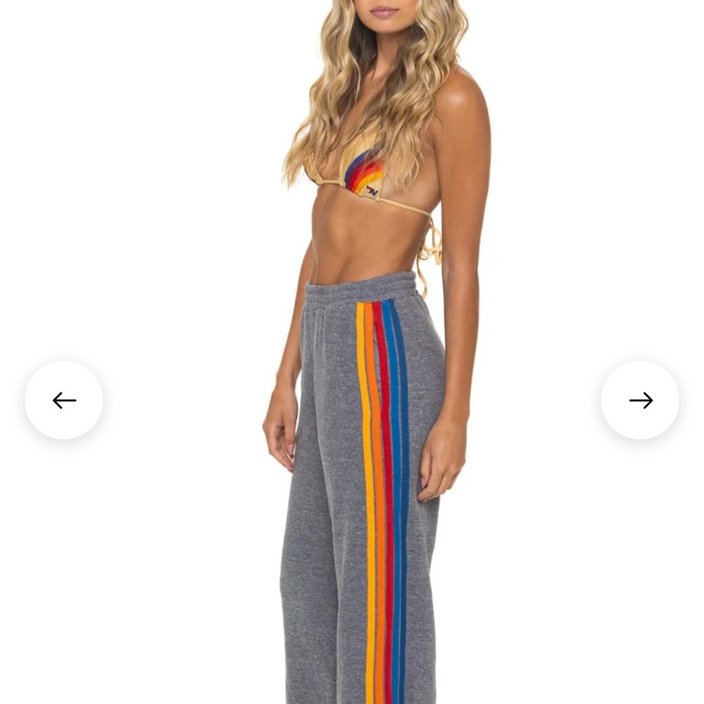 Aviator Nation Gray 5- Strip Wide-Leg Sweatpants size M. New without tags.